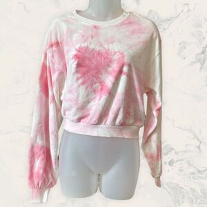 NIA Cropped  Pullover / Tie dye - Size S - Pink/ White